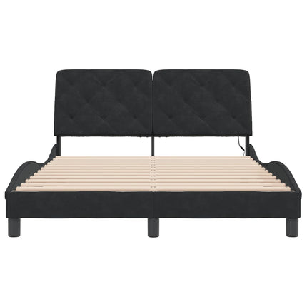 sengeramme med LED uden madras 140x200 cm velour sort