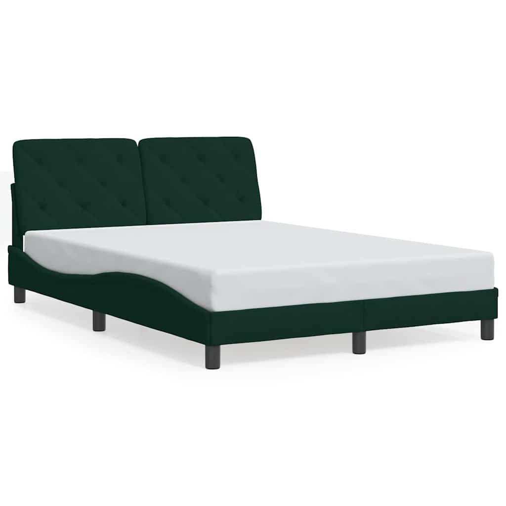 sengeramme med LED uden madras 140x200 cm velour mørkegrøn