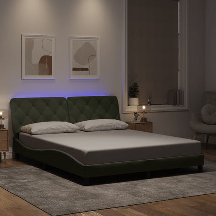 sengeramme med LED uden madras 160x200 cm velour lysegrå