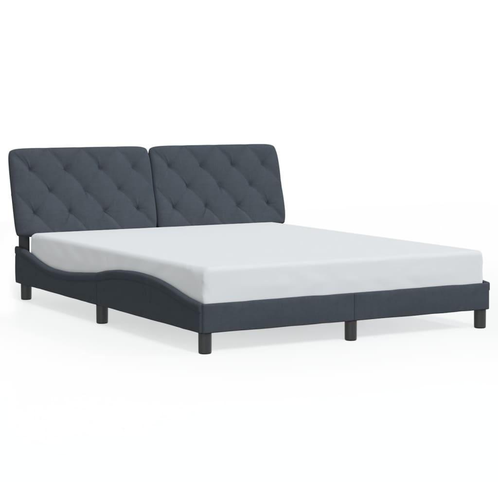 sengeramme med LED uden madras 160x200 cm velour mørkegrå
