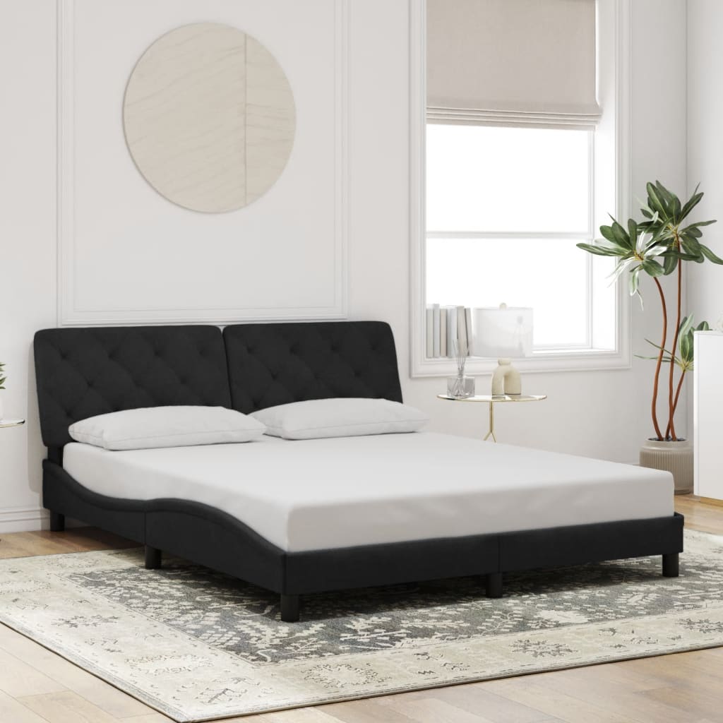 sengeramme med LED uden madras 160x200 cm velour sort