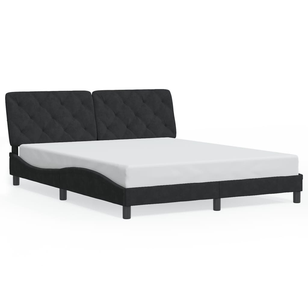 sengeramme med LED uden madras 160x200 cm velour sort
