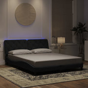 sengeramme med LED uden madras 160x200 cm velour sort
