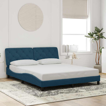 sengeramme med LED uden madras 160x200 cm velour blå