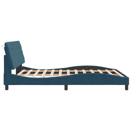 sengeramme med LED uden madras 160x200 cm velour blå