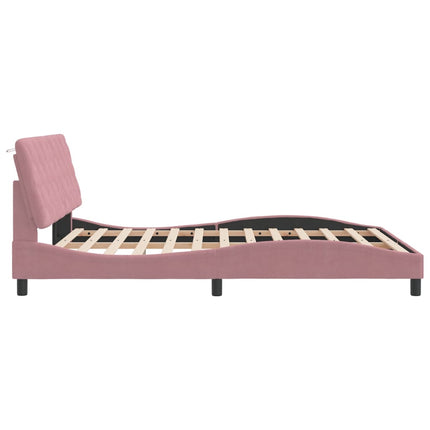 sengeramme med LED uden madras 160x200 cm velour pink