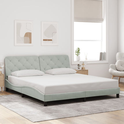sengeramme med LED uden madras 180x200 cm velour lysegrå