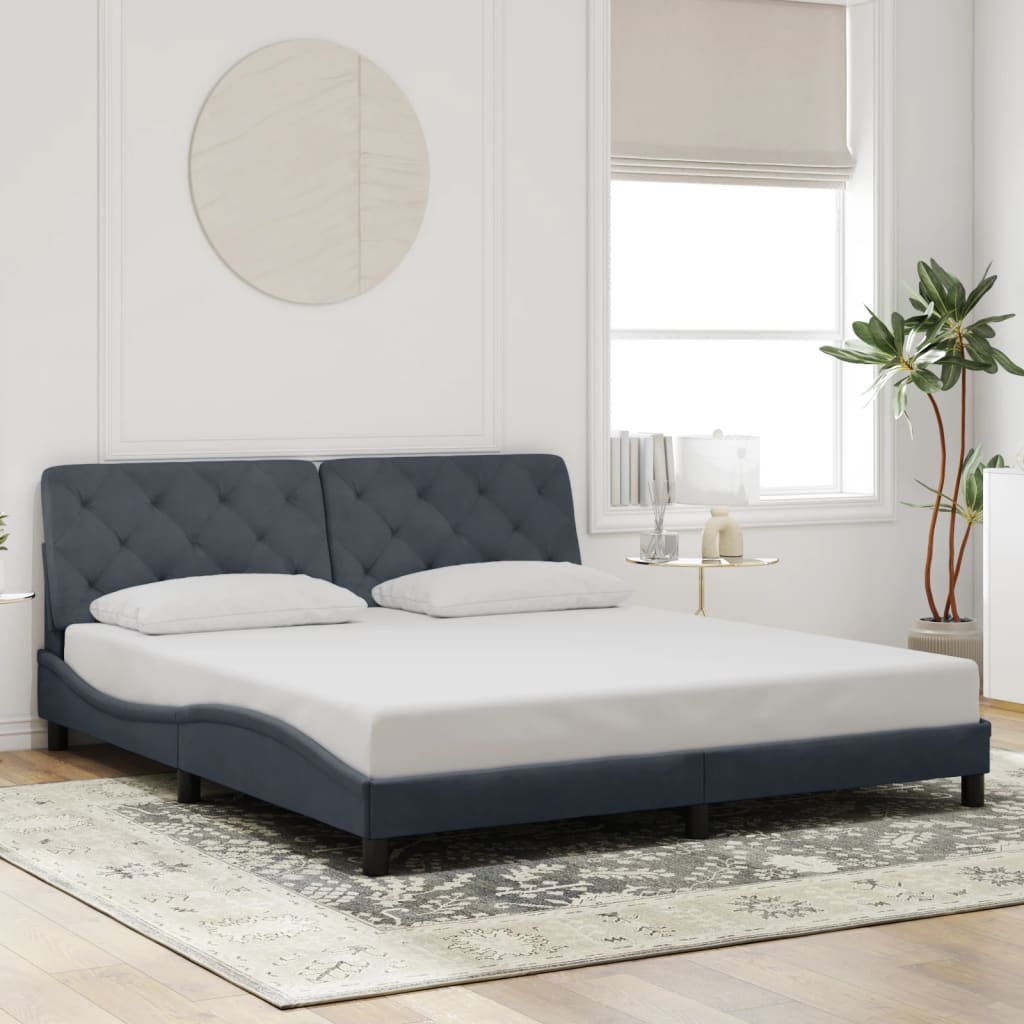 sengeramme med LED uden madras 148x200 cm velour mørkegrå