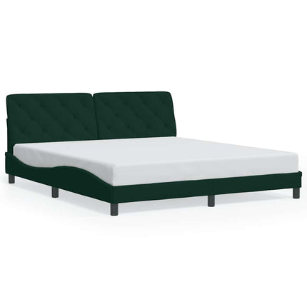 sengeramme med LED uden madras 180x200 cm velour mørkegrøn