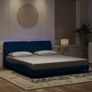 sengeramme med LED uden madras 180x200 cm velour blå