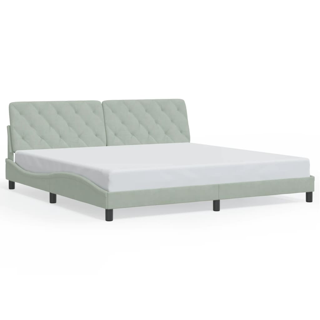 sengeramme med LED uden madras 200x200 cm velour lysegrå