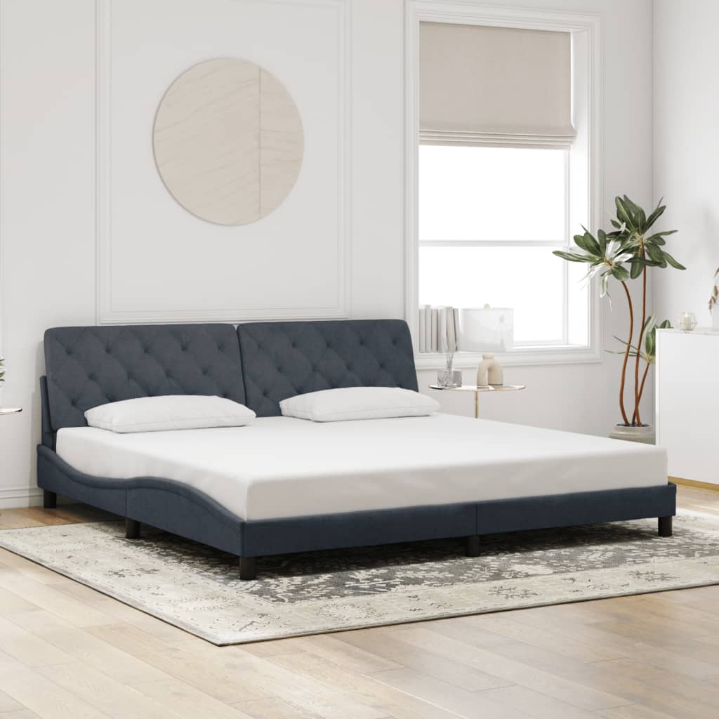 sengeramme med LED uden madras 200x200 cm velour mørkegrå