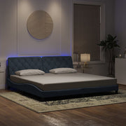 sengeramme med LED uden madras 200x200 cm velour mørkegrå