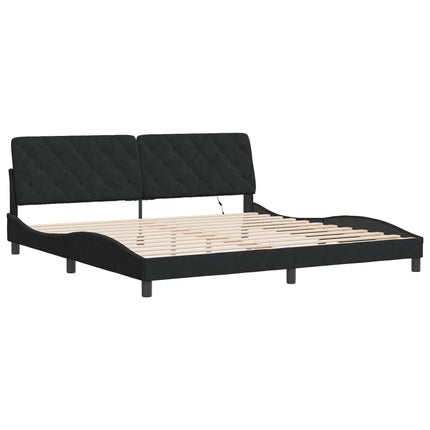 sengeramme med LED uden madras 200x200 cm velour sort
