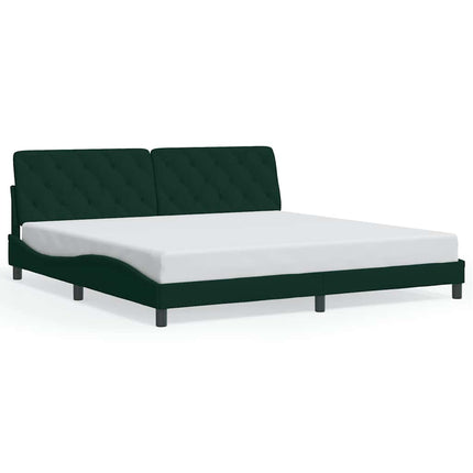 sengeramme med LED uden madras 200x200 cm velour mørkegrøn