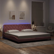 sengeramme med LED uden madras 200x200 cm velour lyserød