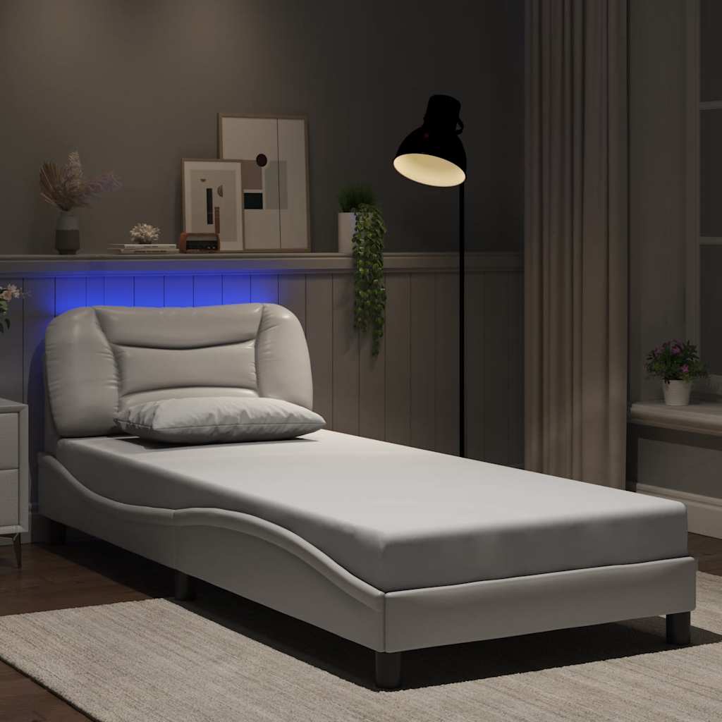 sengeramme med LED uden madras Hvar 80x200 cm hvid