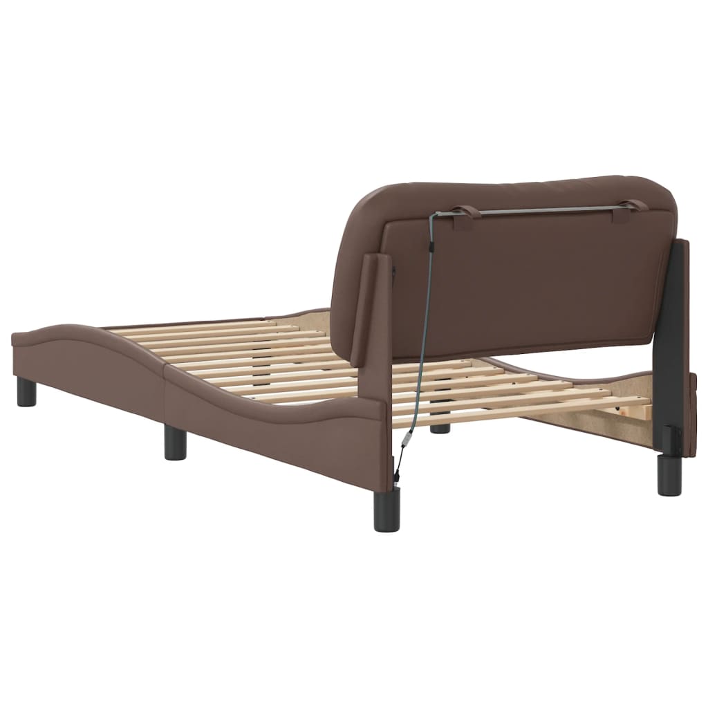 sengeramme med LED uden madras Hvar 80x200 cm brun