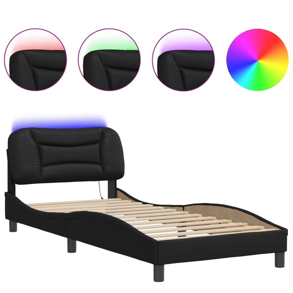 sengeramme med LED uden madras Hvar 90x190 cm sort