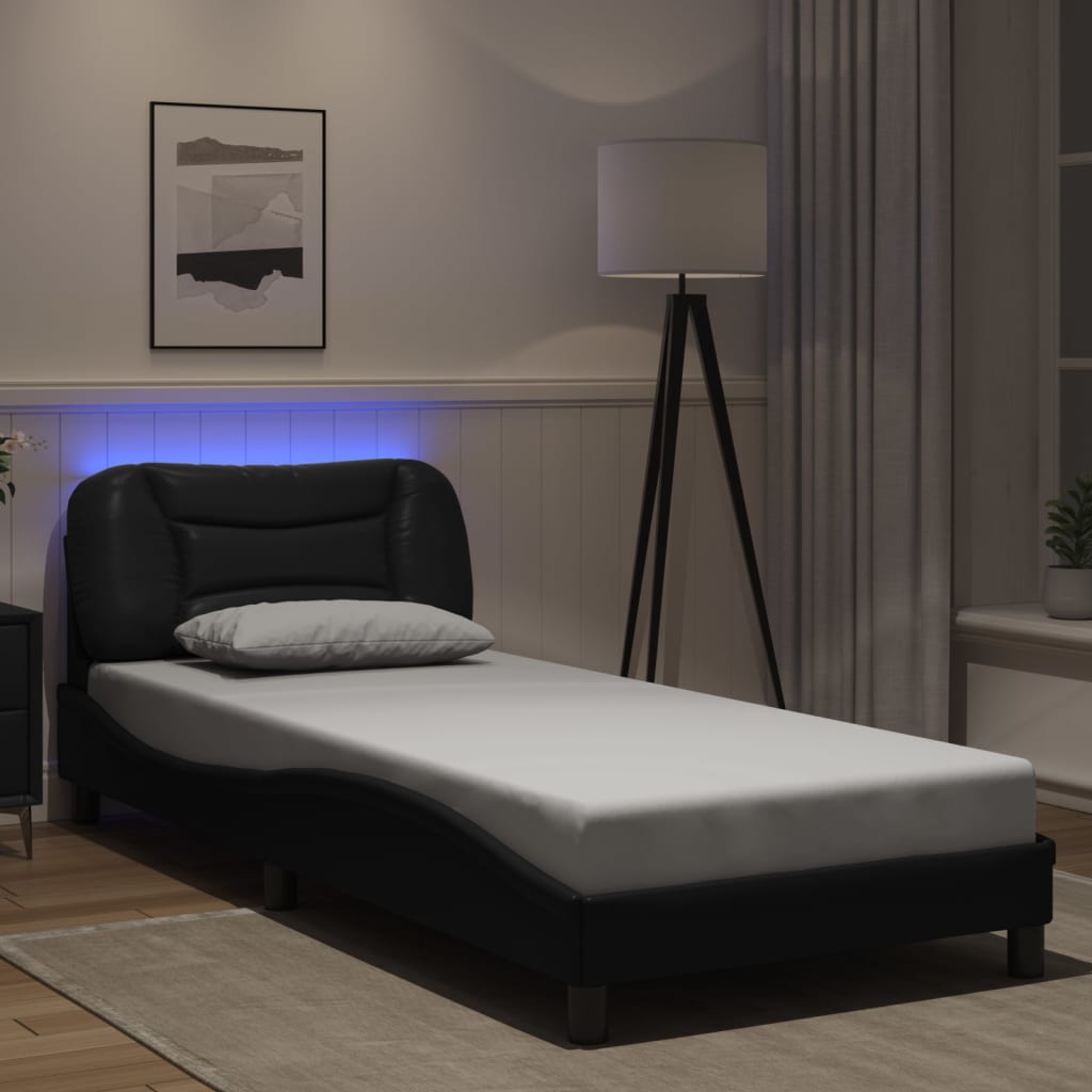 sengeramme med LED uden madras Hvar 90x190 cm sort