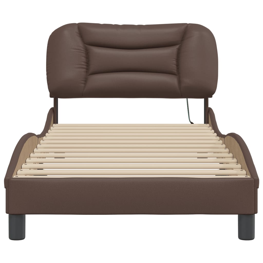 sengeramme med LED uden madras Hvar 90x190 cm brun