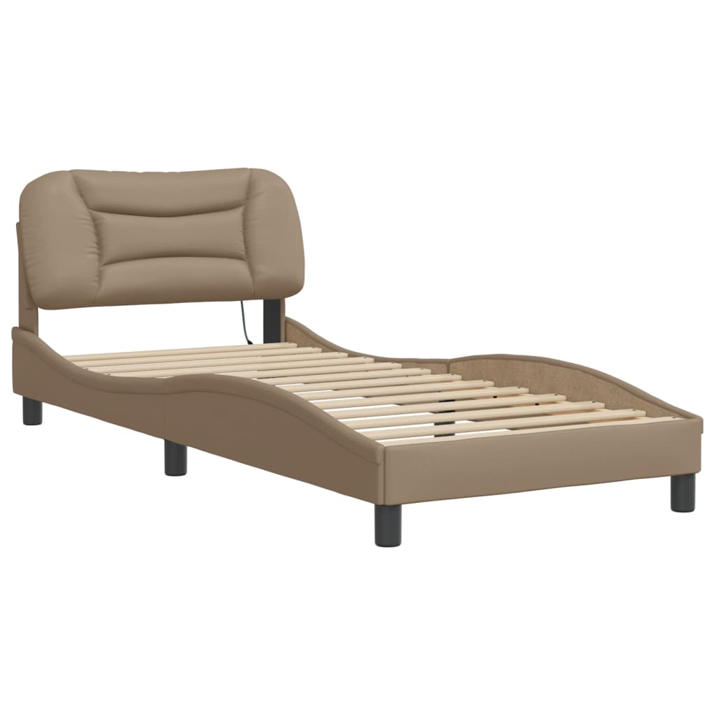 sengeramme med LED uden madras Hvar 90x190 cm cappuccinofarvet
