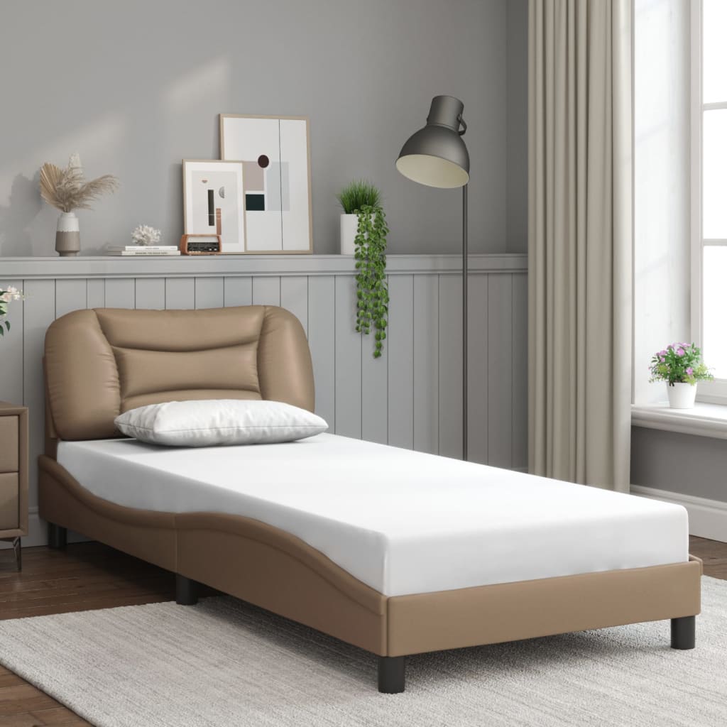 sengeramme med LED uden madras Hvar 90x190 cm cappuccinofarvet