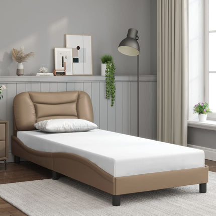 sengeramme med LED uden madras Hvar 90x190 cm cappuccinofarvet