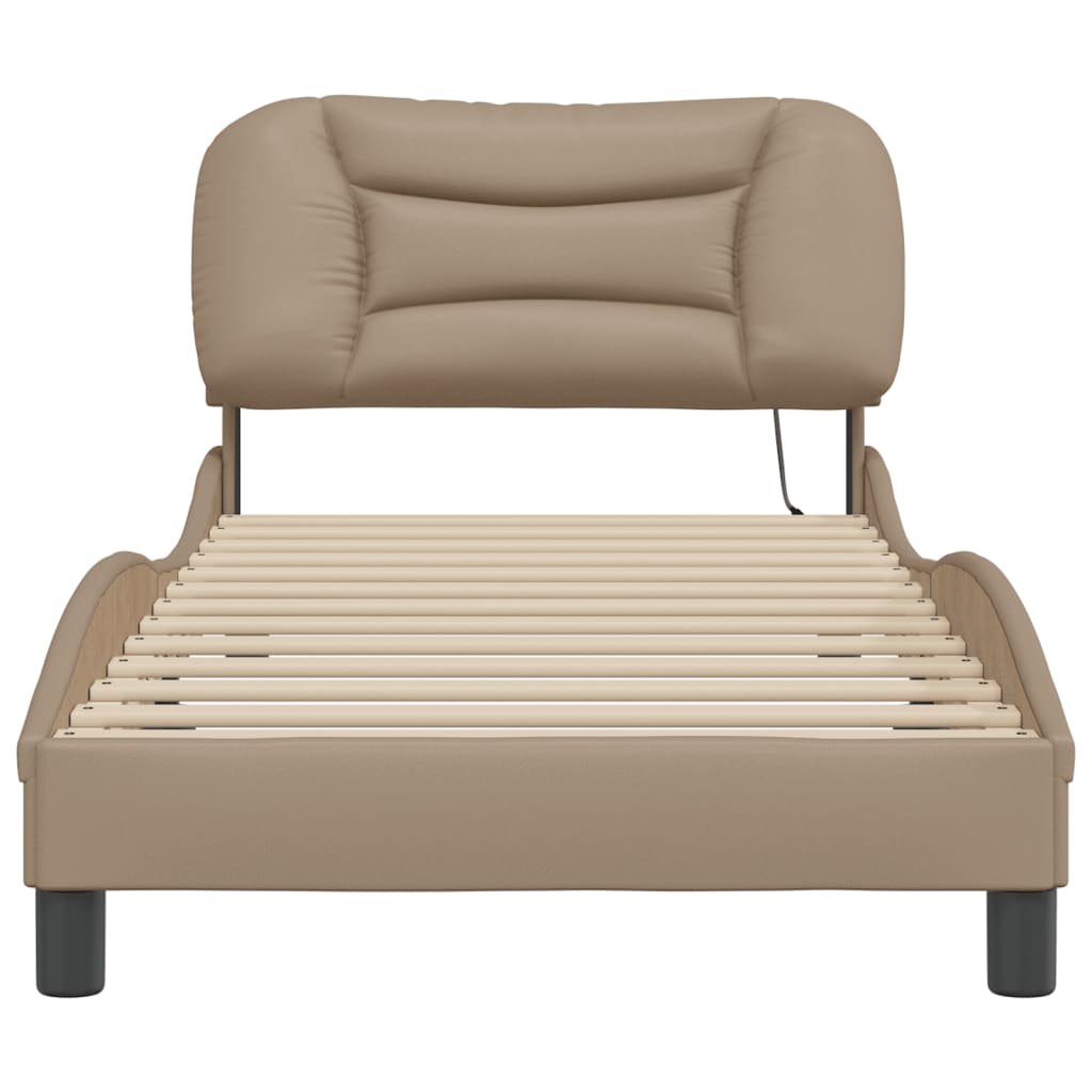 sengeramme med LED uden madras Hvar 90x190 cm cappuccinofarvet
