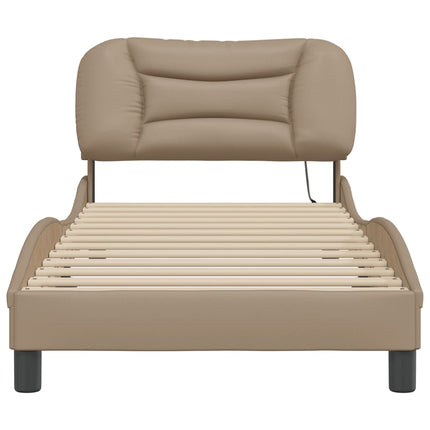 sengeramme med LED uden madras Hvar 90x190 cm cappuccinofarvet