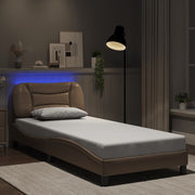 sengeramme med LED uden madras Hvar 90x190 cm cappuccinofarvet