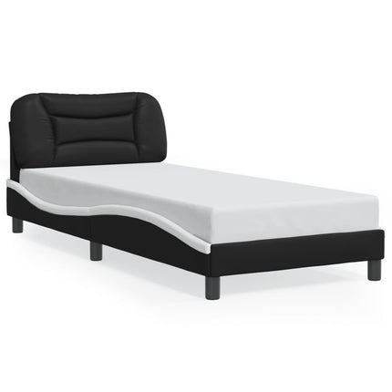 sengeramme med LED uden madras Hvar 90x190 cm sort og hvid