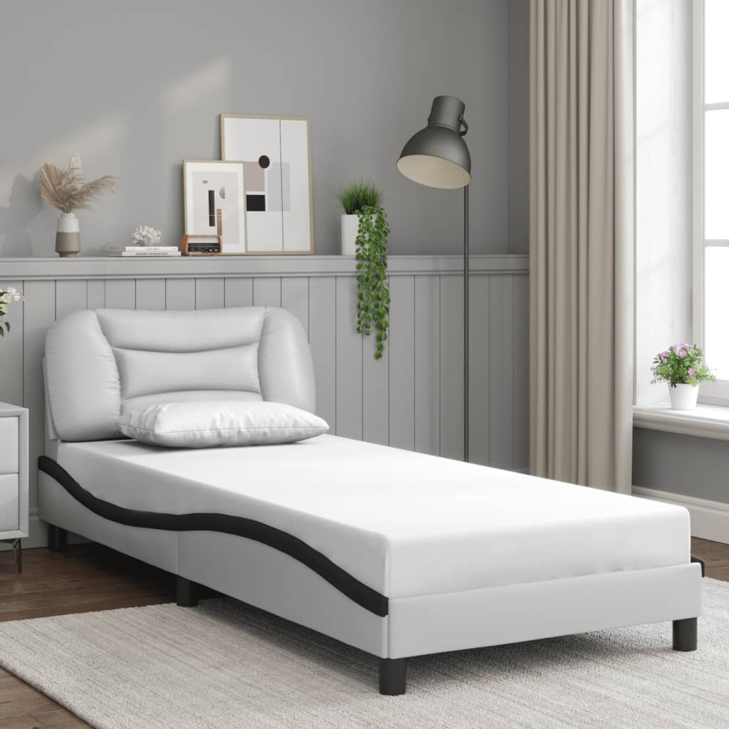 sengeramme med LED uden madras Hvar 90x190 cm hvid og sort