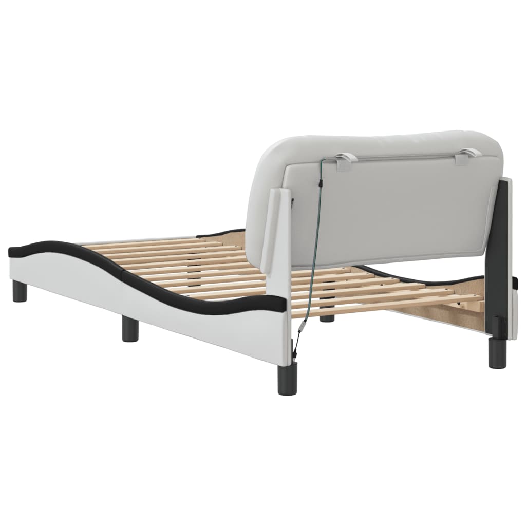 sengeramme med LED uden madras Hvar 90x190 cm hvid og sort