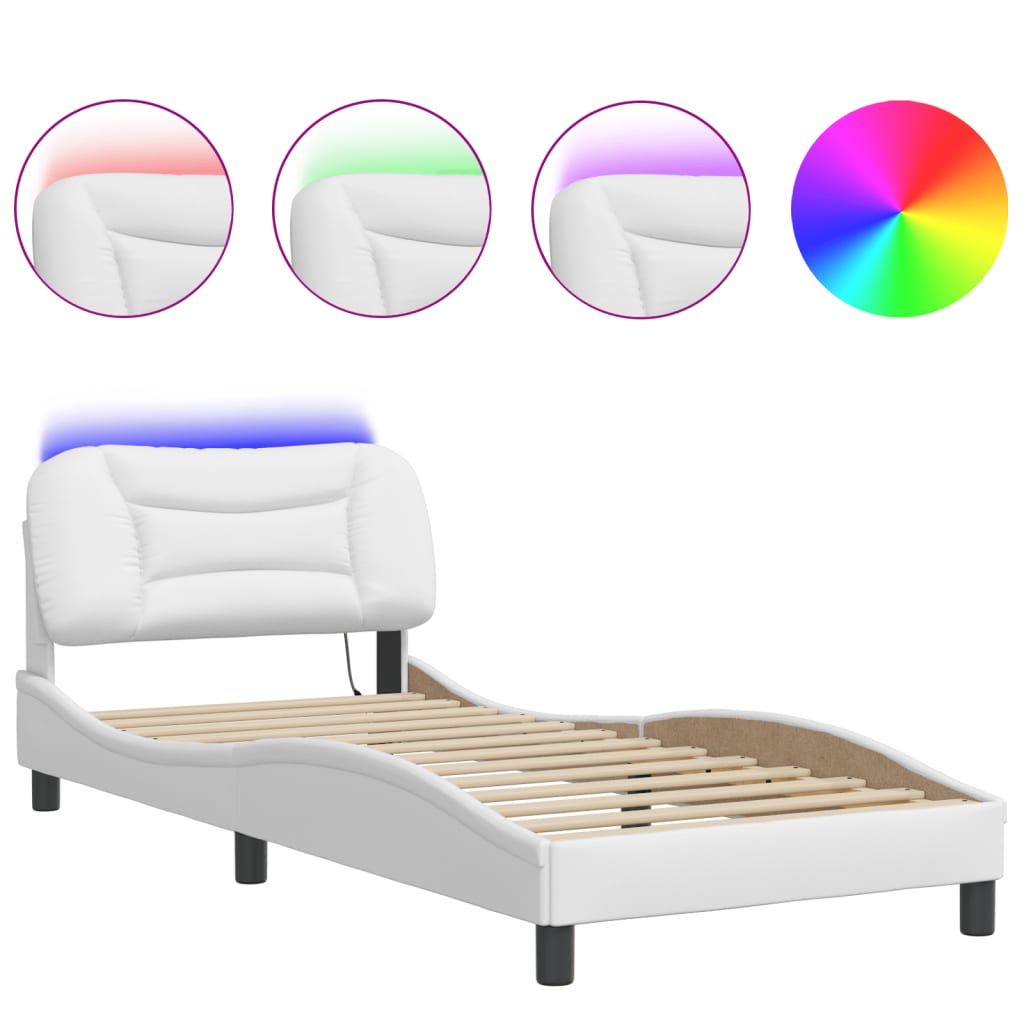 sengeramme med LED uden madras Hvar 90x200 cm hvid