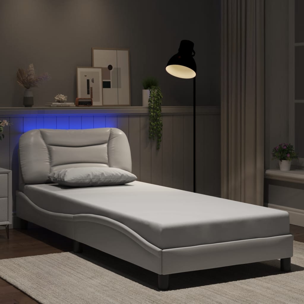 sengeramme med LED uden madras Hvar 90x200 cm hvid