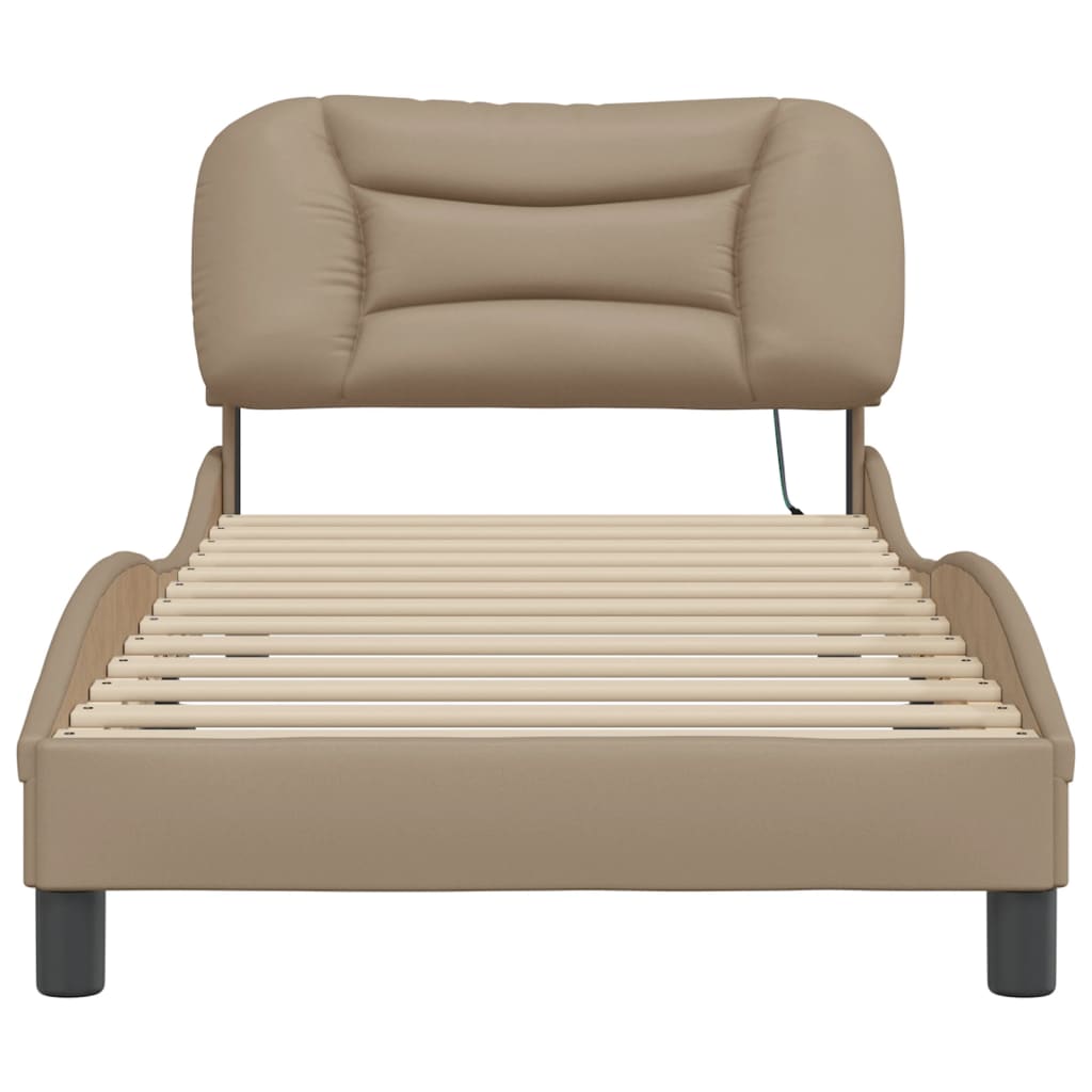 sengeramme med LED uden madras Hvar 90x200 cm cappuccinofarvet