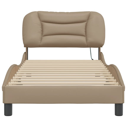 sengeramme med LED uden madras Hvar 90x200 cm cappuccinofarvet