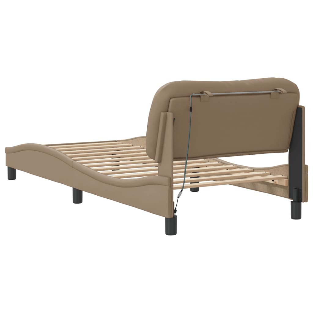 sengeramme med LED uden madras Hvar 90x200 cm cappuccinofarvet