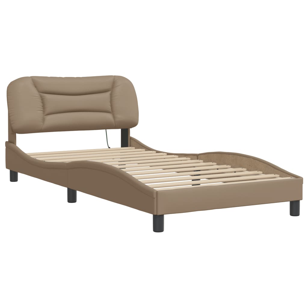 sengeramme med LED uden madras Hvar 100x200 cm cappuccinofarvet