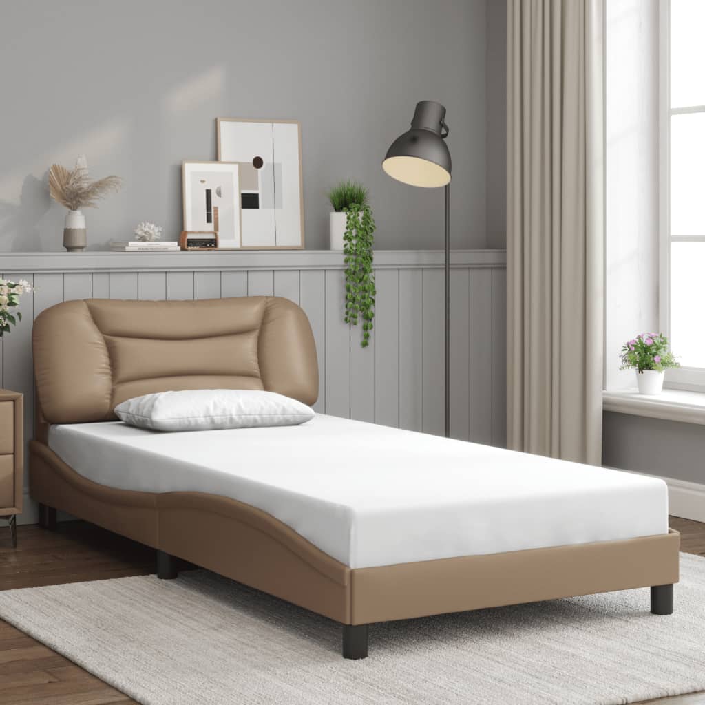 sengeramme med LED uden madras Hvar 100x200 cm cappuccinofarvet