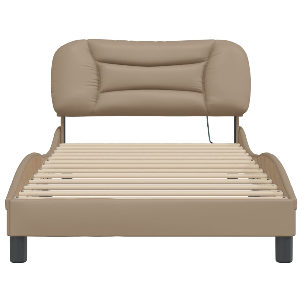 sengeramme med LED uden madras Hvar 100x200 cm cappuccinofarvet