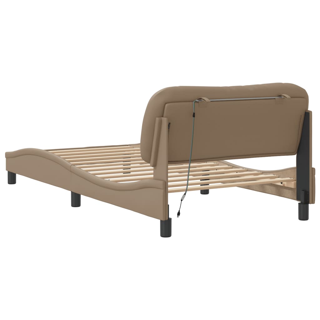 sengeramme med LED uden madras Hvar 100x200 cm cappuccinofarvet
