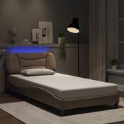 sengeramme med LED uden madras Hvar 100x200 cm cappuccinofarvet