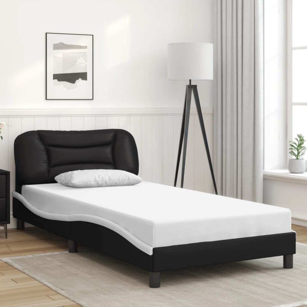 sengeramme med LED uden madras Hvar 100x200 cm sort og hvid