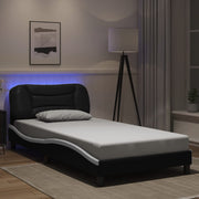 sengeramme med LED uden madras Hvar 100x200 cm sort og hvid