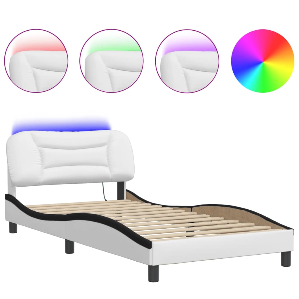 sengeramme med LED uden madras Hvar 100x200 cm hvid og sort
