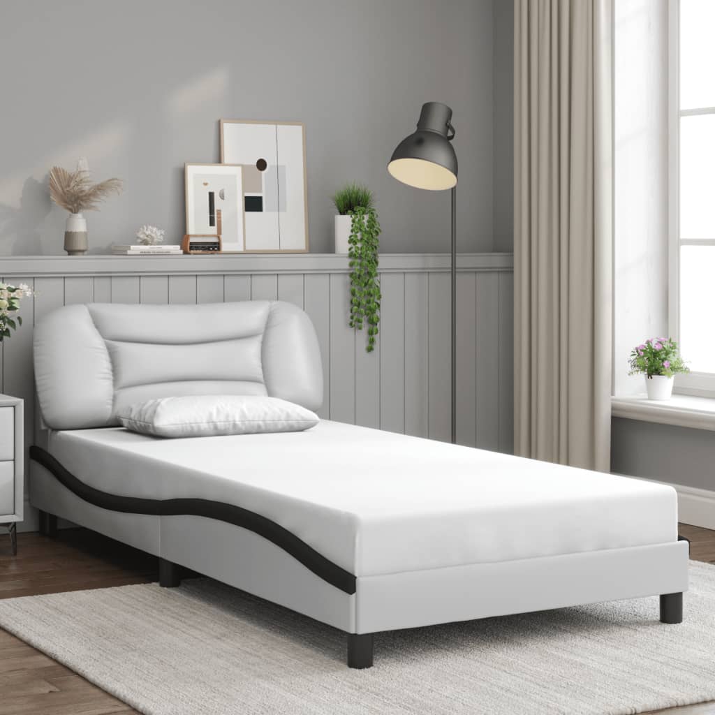 sengeramme med LED uden madras Hvar 100x200 cm hvid og sort