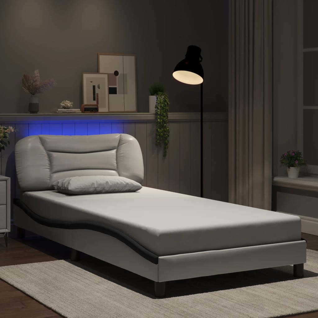 sengeramme med LED uden madras Hvar 100x200 cm hvid og sort