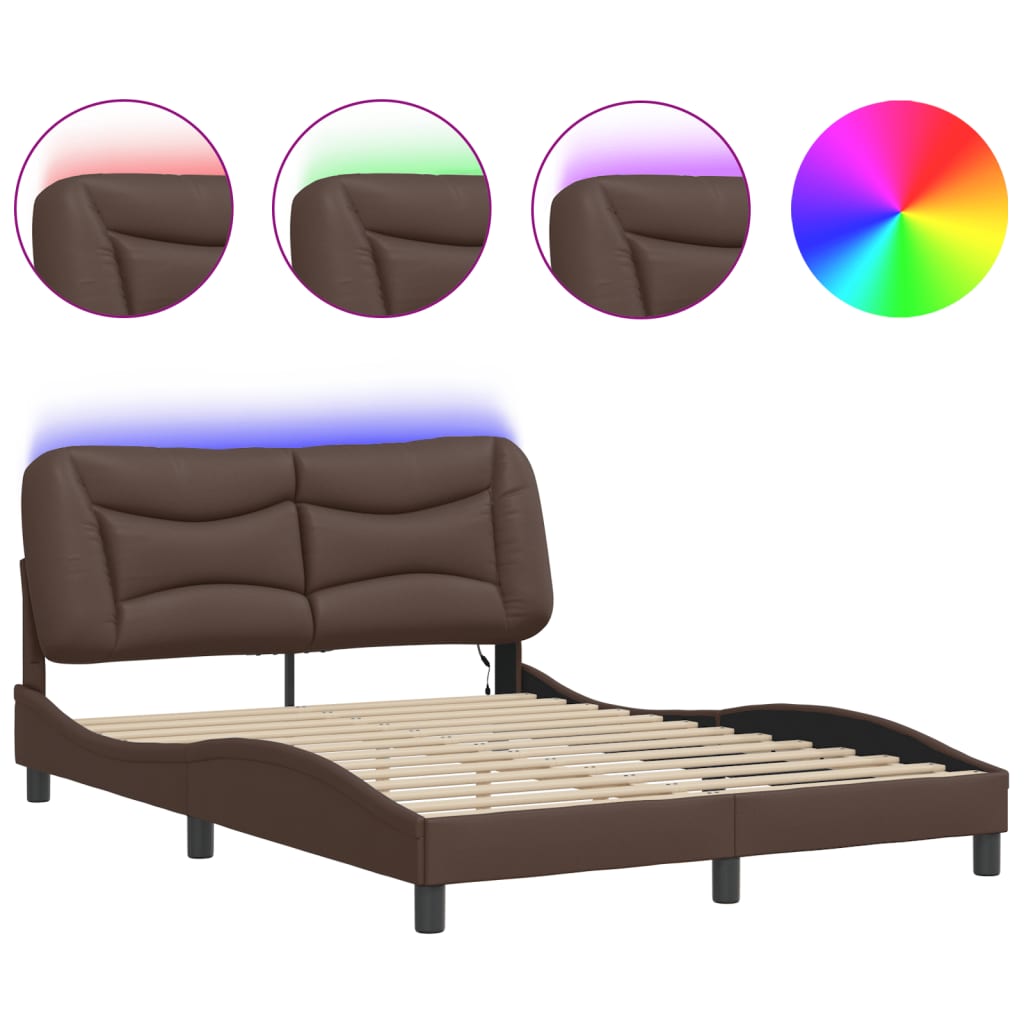 sengeramme med LED uden madras Hvar 120x200 cm brun